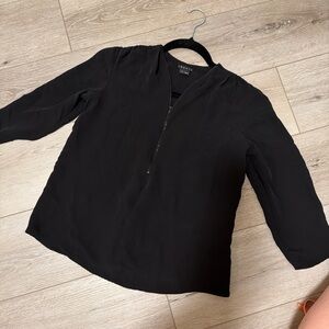 Theory Black Zip-Up Blouse